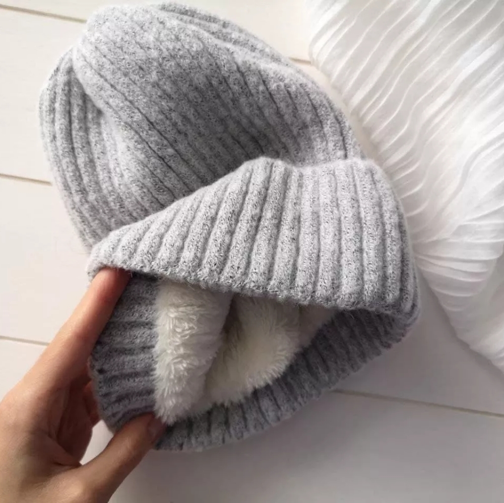 Winter Hat, Faux Fur Lined, Beanie, Touque, New | Light Grey